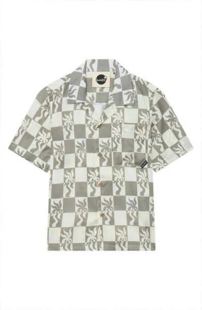 Boardies Kids' Clara Palm Button-up Shirt In Gray