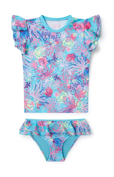 Boardies Kids Coral Rash Guard Set In Blue