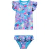 Shop Boardies Kids' Coral Ruffle Two-piece Swimsuit In Blue Multi