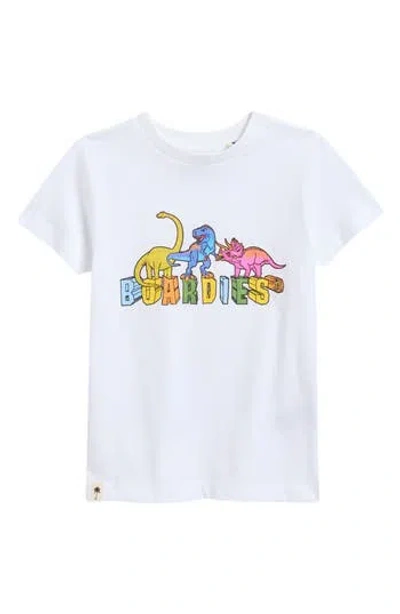 Boardies Kids' Dinosaur Logo Cotton Graphic T-shirt In White