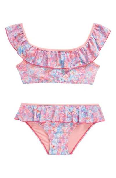 Boardies Kids' Ditzy Ruffle Two-piece Swimsuit In Pink Multi