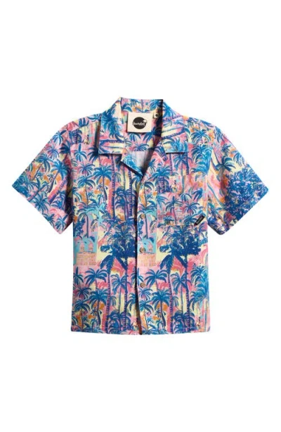 Boardies Kids' Havana Tropical Print Camp Shirt In Blue