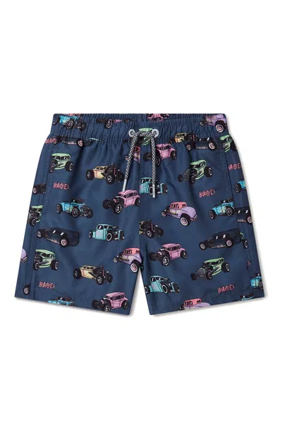 Boardies Kids Hot Rods 5.5" Swim Trunks In Gray In Blue
