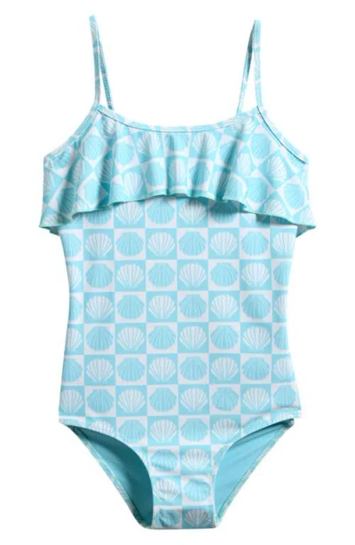 Boardies Kids' Ilfracombe Ruffle One-piece Swimsuit In Blue