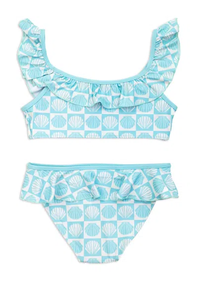 Boardies Kids Ilfracombe Ruffles Bikini Set In Aqua In Blue