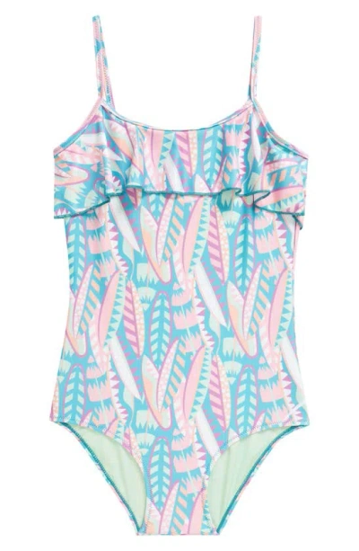 Boardies Kids' Long Board Ruffle Two-piece Swimsuit In Teal