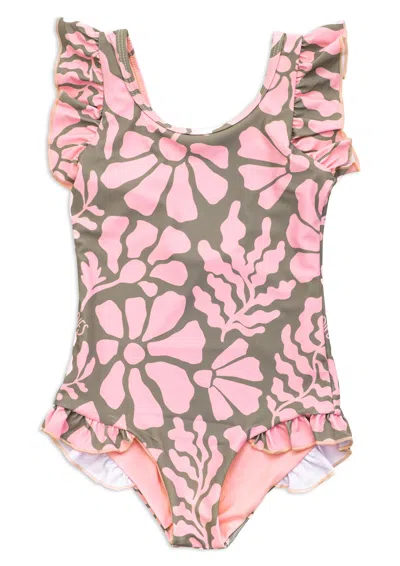 Boardies Kids Melo Ruffles One Piece Swimsuit In Pink