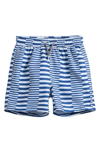 Boardies Kids' Mixed Stripe Swim Trunks In Navy/white