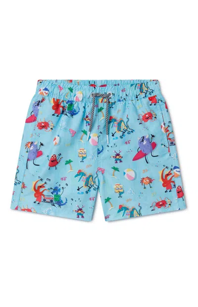 Boardies Kids Monster Fiesta 5.5" Swim Trunks In Blue
