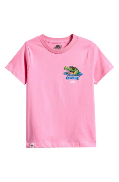 Boardies Kids' Mulga Crocs Cotton Graphic T-shirt In Pink
