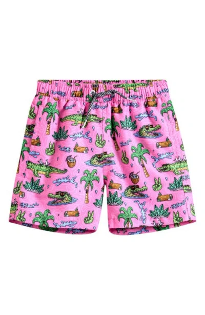 Boardies Kids' Mulga Crocs Swim Trunks In Pink