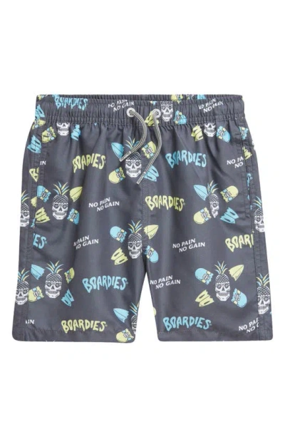 Boardies Kids' No Pain No Gain Swim Trunks In Black