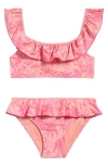 Boardies Kids' Palm Springs Ruffle Two-piece Swimsuit In Peach