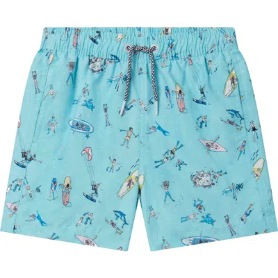 Boardies Kids' Sea Folk Swim Trunks In Blue