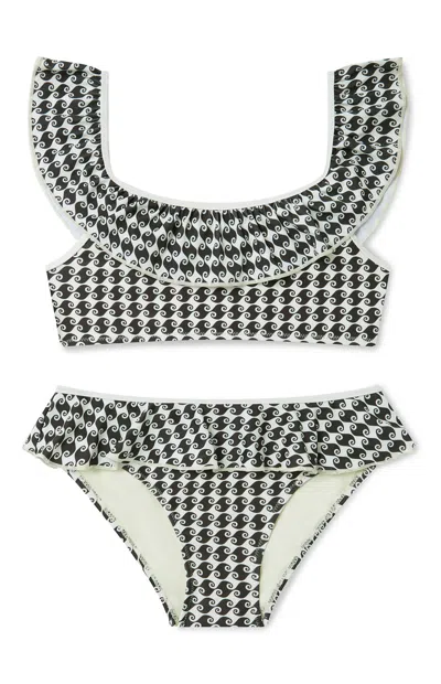 Boardies Kids Sea Hound Bikini Set In Black/ivory In Multi