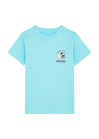 Boardies Kids Sharky Waters Printed Cotton T-shirt In Blue