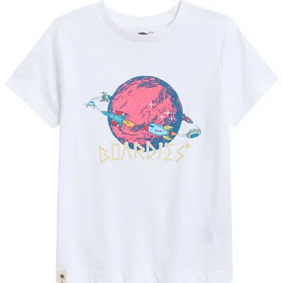 Boardies Kids' Space Logo Cotton Graphic T-shirt In White