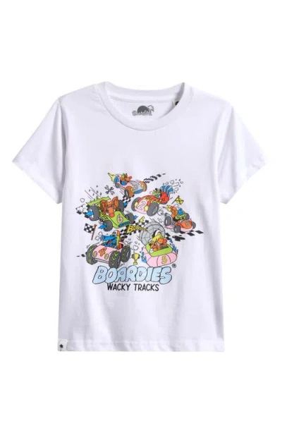 Boardies Kids' Wacky Tracks Cotton Graphic T-shirt In White