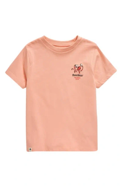 Boardies Kids' Wreaking Havoc Organic Cotton Graphic T-shirt In Peach