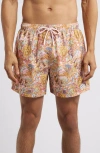 Boardies Leo Lion Print Premium Mid Length Swim Trunks In Pink