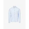 BOARDIES BOARDIES MEN'S BLUE BRAND-EMBROIDERED RELAXED-FIT LINEN SHIRT