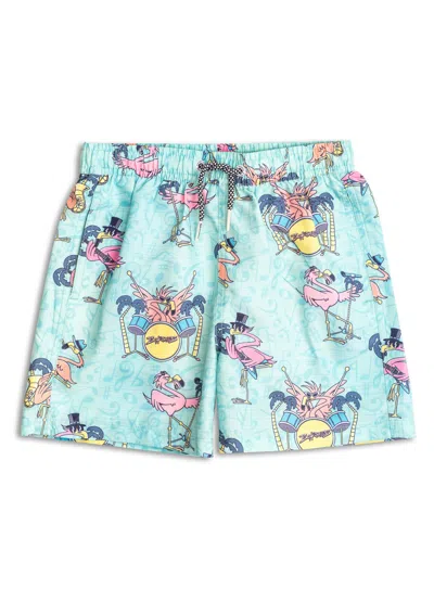 Boardies Men's Kids Flamingo Swim Trunks In Aqua In Green