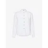 BOARDIES BOARDIES MEN'S WHITE BRAND-EMBROIDERED RELAXED-FIT LINEN SHIRT