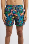 Boardies Munday Jungle Mid Length Swim Trunks In Green