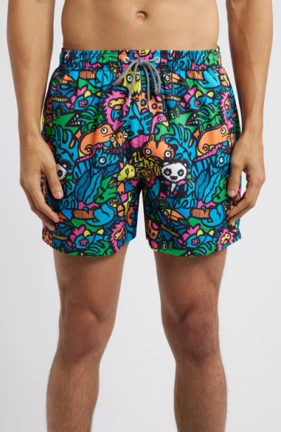 Boardies Munday Jungle Mid Length Swim Trunks In Green