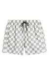 Boardies Nico Checkerboard Swim Trunks In Green/ Cream