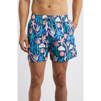 Boardies Palm Springs Mid Length Swim Trunks In Navy Multi