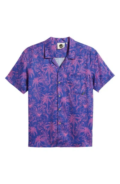 Boardies Palms Print Camp Shirt In Blue