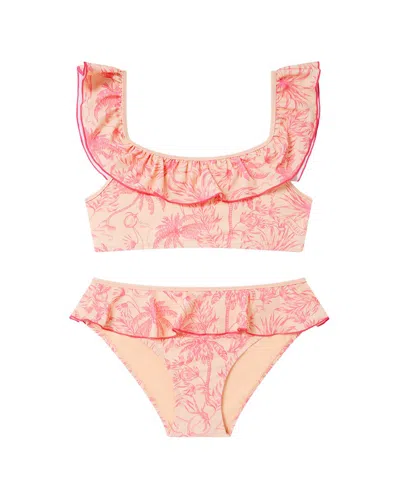 Boardies Kids'  Peach Please Ruffles Bikini In Pink