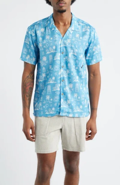 Boardies Print Short Sleeve Button-up Camp Shirt In Blue