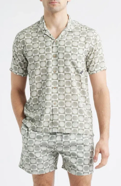 Boardies Seashell Print Camp Shirt In Gray
