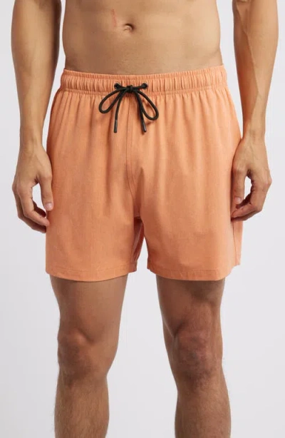 Boardies Sechura Solid Orange Premium Mid Length Swim Trunks