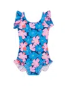 Boardies Sully Floral Ruffles Swimsuit In Blue