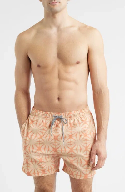Boardies Tile Print Mid Length Swim Trunks In Multi