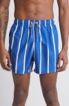 Boardies Watson Stripe Mid Length Swim Trunks In Navy/ White