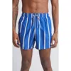 Boardies Watson Stripe Mid Length Swim Trunks In Navy/white