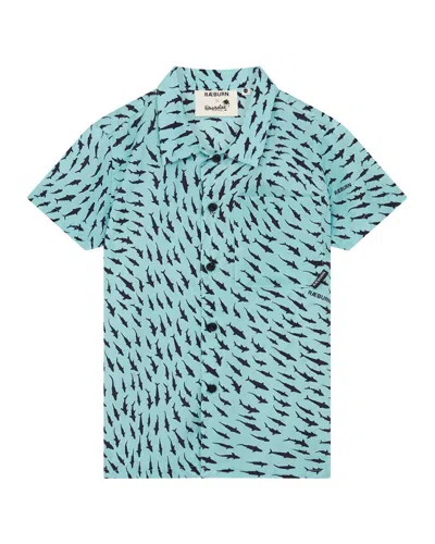 Boardies Kids' ¨ X Raeburn Sharks Open Collar Shirt In Blue