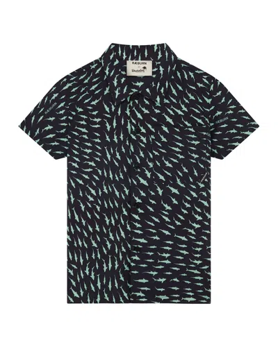 Boardies Kids' ¨ X Raeburn Sharks Open Collar Shirt In Green