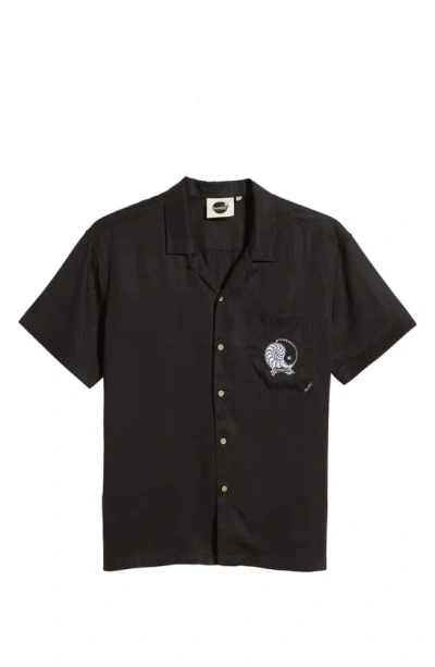 Boardies Ying Yang Short Sleeve Button-up Camp Shirt In Black