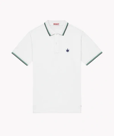 Boast 1983 Tipped Pique Polo In White Green Navy