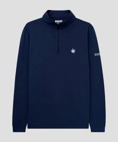 Boast Men's Greenwich Quarter Zip Sweatshirt In Navy Heather In Blue