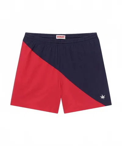 Boast Men's Split Angle Swim Short In Port In Blue