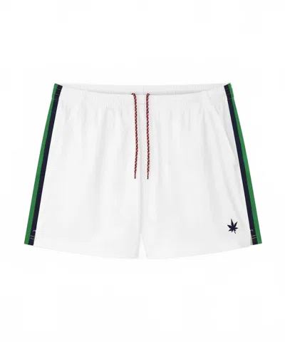 Boast Men's Tipped Match Short In White/green/navy Tipping