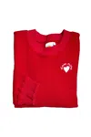 Boat House Apparel Women's Love More Embroidered Ribbed Sweatshirt In Red