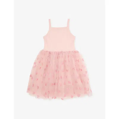 Bob & Blossom Kids' Glitter-hearts Tutu Cotton-blend Dress 1-8 Years Pale Pink