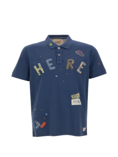 Bob Appliqué-detailed Embroidered Polo Shirt In Blue